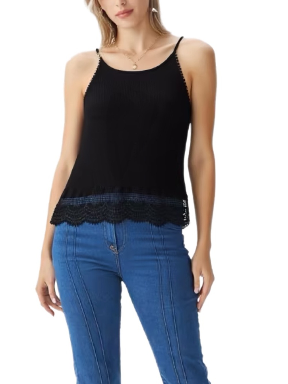 Superdry Charlie Black Lace Embroidery Edge Camisole Size X Small